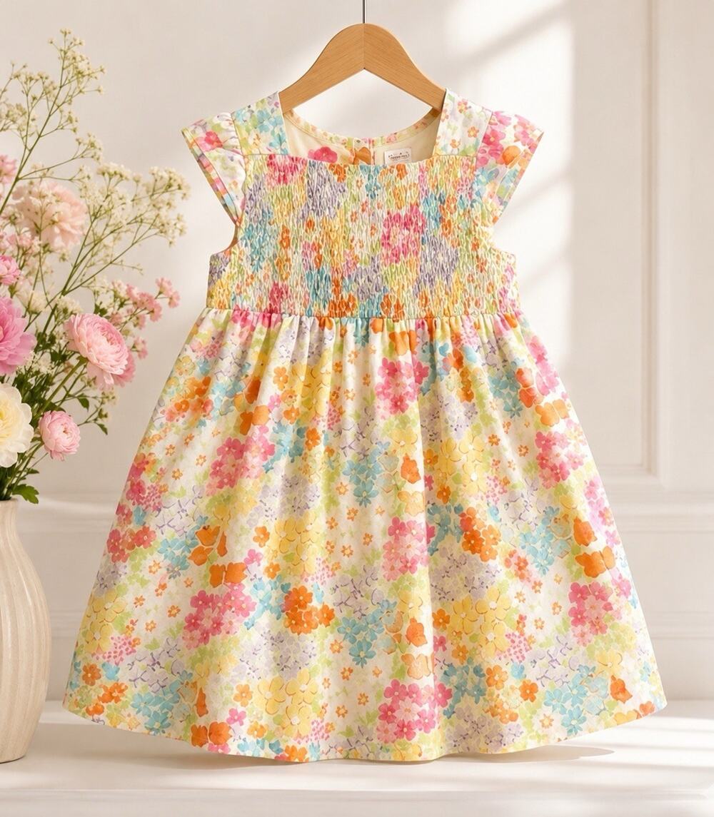 GYMBOREE 2012 Butterfly Blossoms Yellow Pink Orange SMOCKED Flower Dress 6